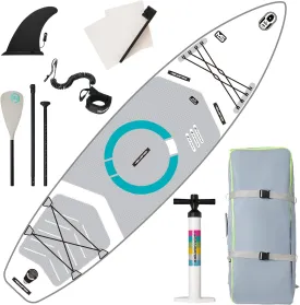 11'x34 x6 Inflatable Paddle Board, Stand Up Sup Board with Portable Premium Accessories Including Backpack, Adjustable Paddle, Fin, Leash, Pump, and Spinner for Adult