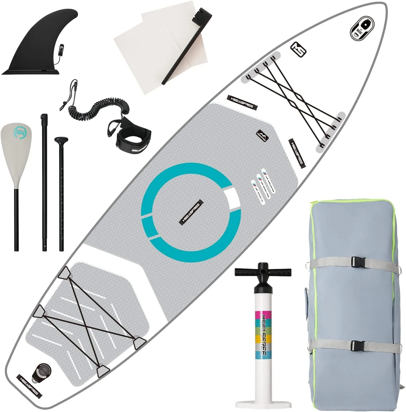 11'x34 x6 Inflatable Paddle Board, Stand Up Sup Board with Portable Premium Accessories Including Backpack, Adjustable Paddle, Fin, Leash, Pump, and Spinner for Adult
