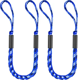 4FT Bungee Dock Lines for Boats with Loops  Shock Absorbent Mooring Rope, Perfect Boat/Jet Ski/Pontoon Accessories, Boating Gift for Men 2 PCS (Blue,Black&White)