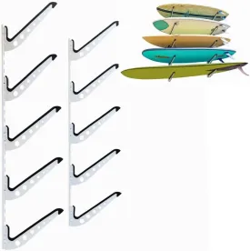 5 Board Surf Rack Adjustable Wall Mount for Surfboard, Wakeboard, Snowboard Storage in Your Home or Garage