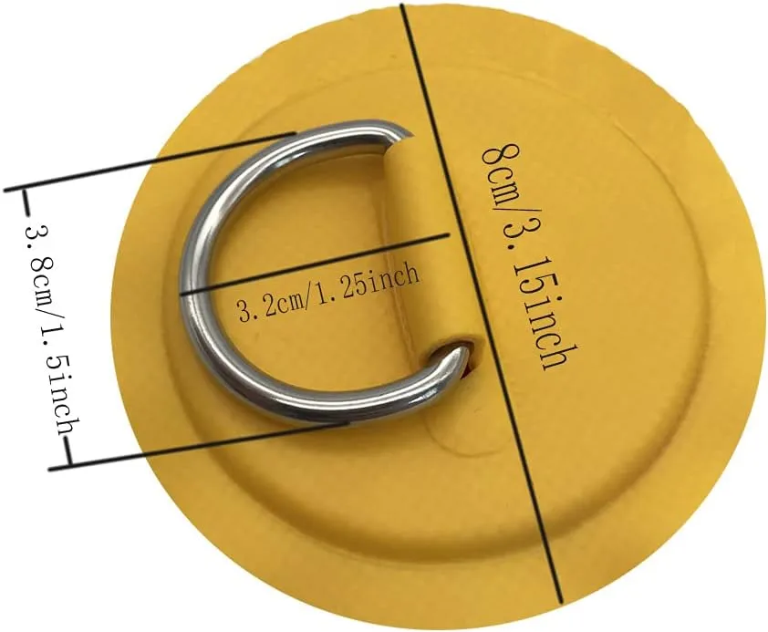 6 Pieces Stainless Steel D Rings Patch for PVC Inflatable Boat Canoe Raft Dinghy Kayak Surfboard Paddle Board