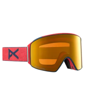 Anon M4 Cylindrical Low Bridge Snow Goggles   Bonus Lens   Mfi® Face Mask - Coral/Perceive Sunny Bronze Lens