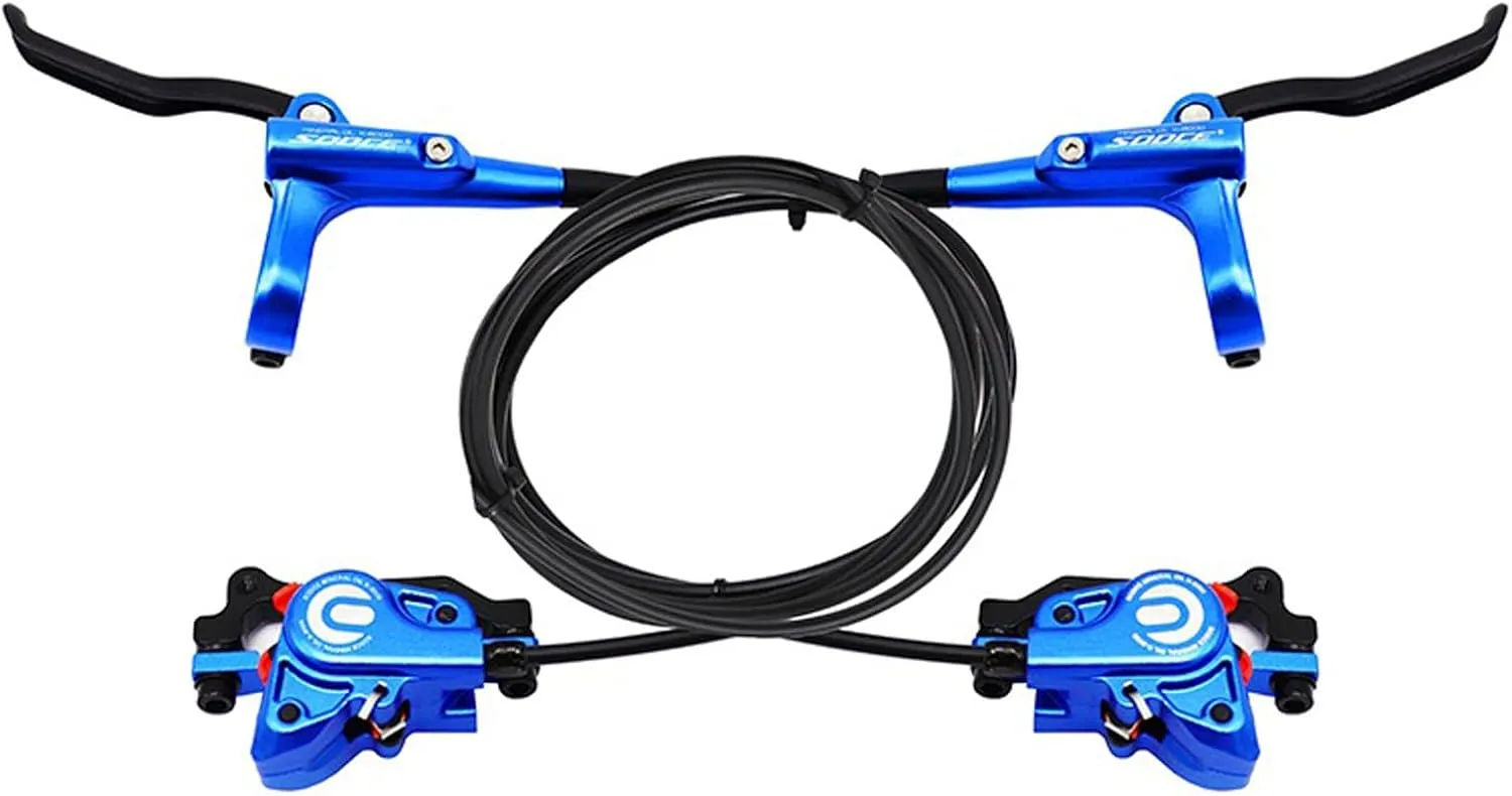 Blue MTB Hydraulic Disc Brakes Set, Aluminum Alloy Hydraulic Brakes for Mountain Bike Left Front 1000mm Right Rear 1700mm Hydraulic Bicycle Brakes with is/PM Adapter Fit 160mm Rotor