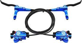 Blue MTB Hydraulic Disc Brakes Set, Aluminum Alloy Hydraulic Brakes for Mountain Bike Left Front 1000mm Right Rear 1700mm Hydraulic Bicycle Brakes with is/PM Adapter Fit 160mm Rotor