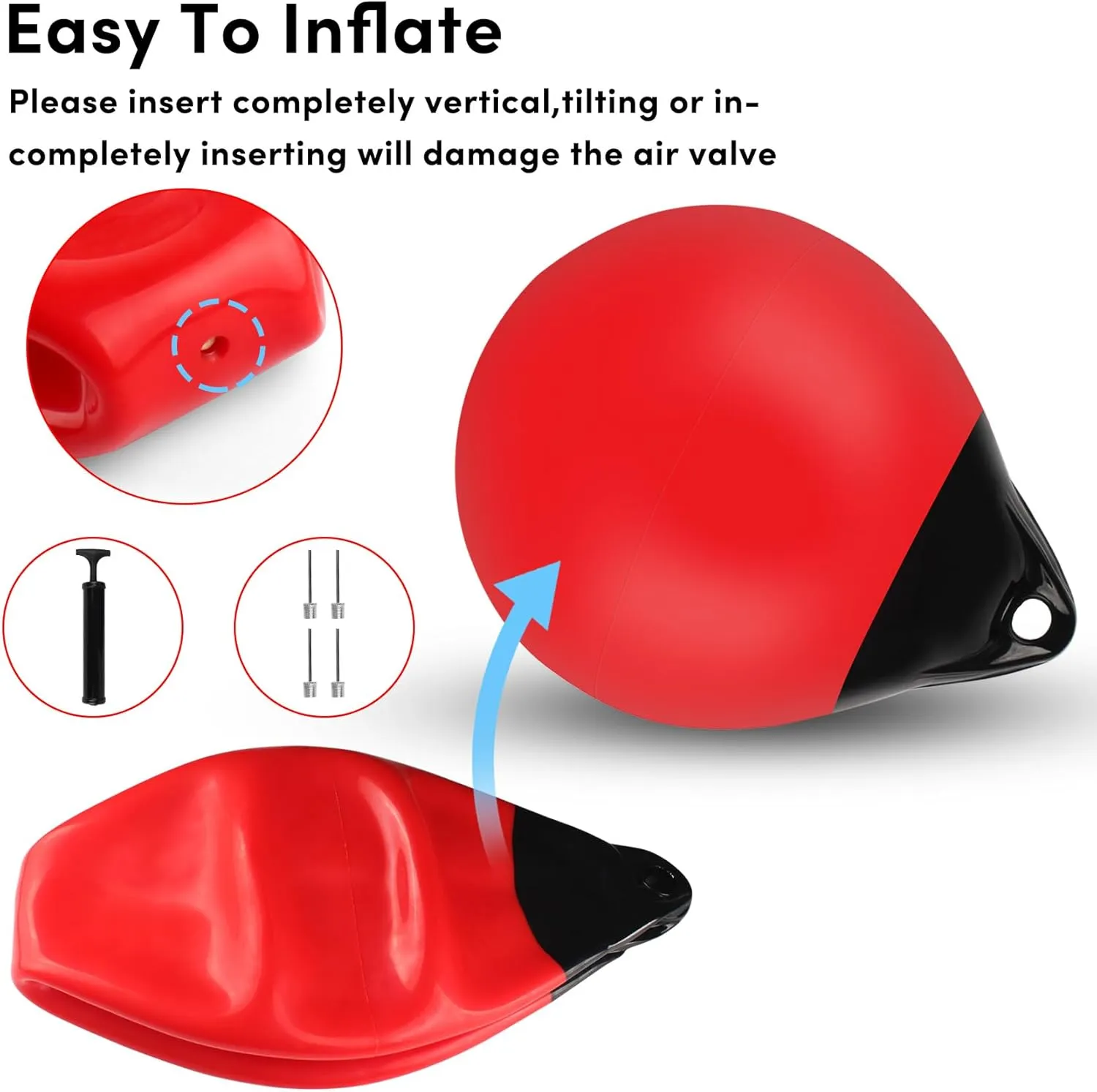 Boat Mooring Buoy 10/12/15 inch,Round Boat Fender Ball Boat Buoy Ball,Inflatable Boat Fender Dock Bumper Ball Anchor Buoy Suitable for Yachts Marinas Sailboats Ski Boats