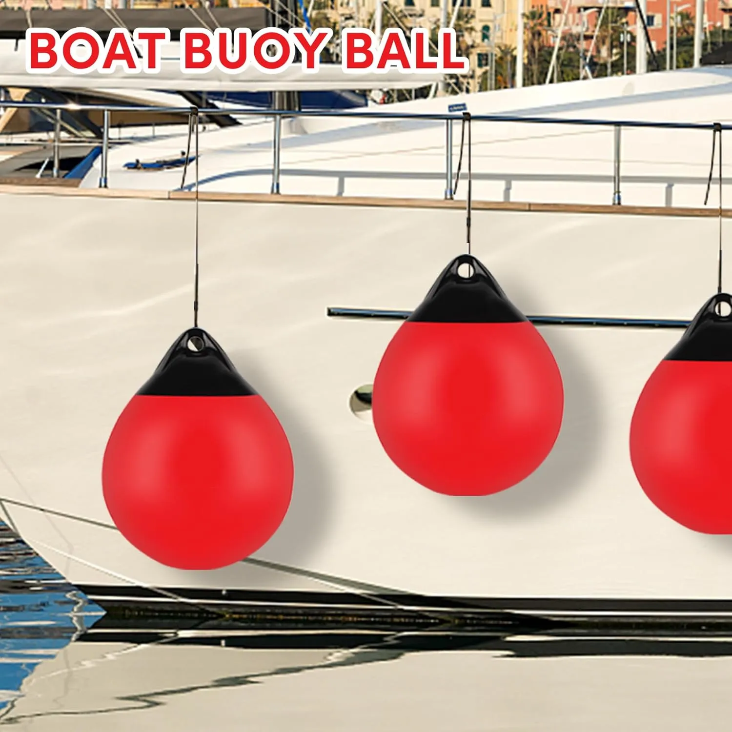 Boat Mooring Buoy 10/12/15 inch,Round Boat Fender Ball Boat Buoy Ball,Inflatable Boat Fender Dock Bumper Ball Anchor Buoy Suitable for Yachts Marinas Sailboats Ski Boats