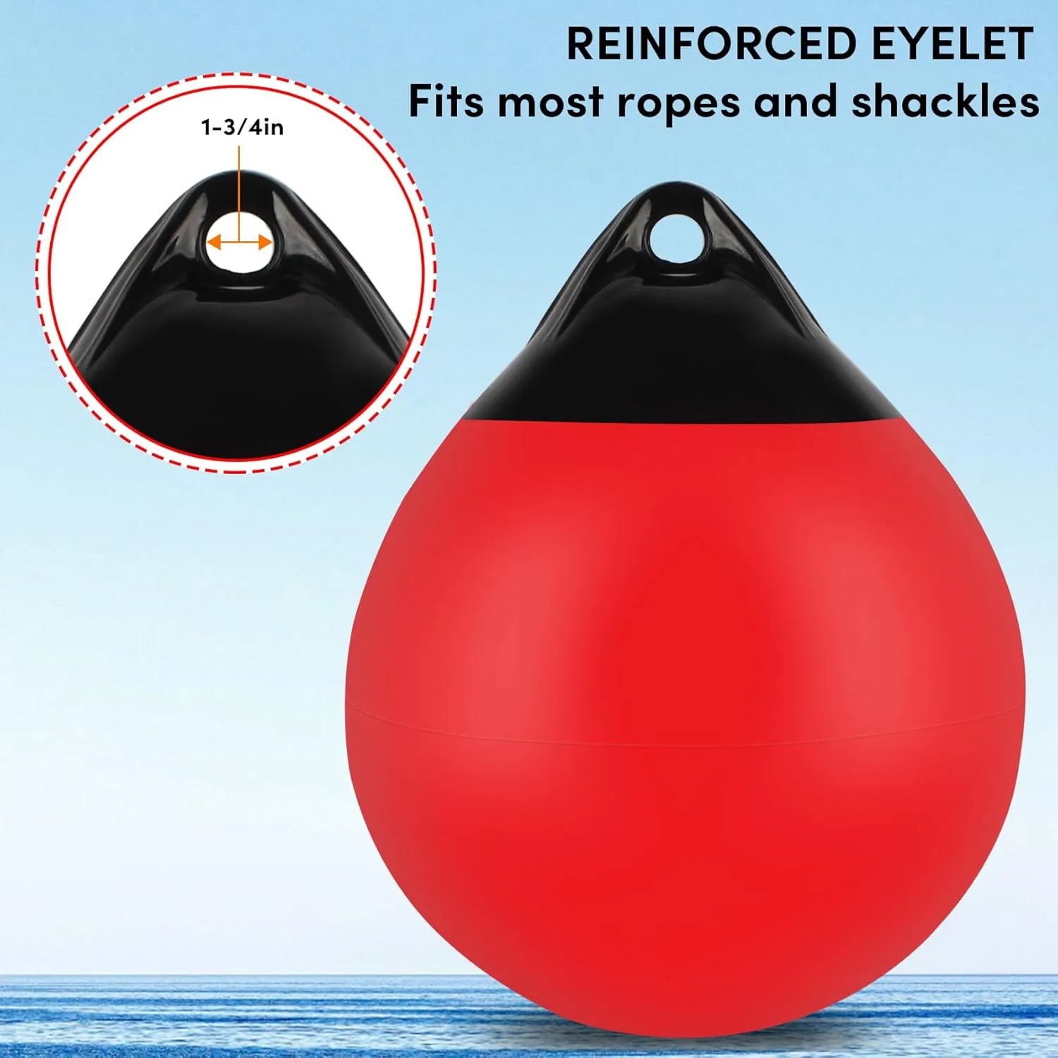 Boat Mooring Buoy 10/12/15 inch,Round Boat Fender Ball Boat Buoy Ball,Inflatable Boat Fender Dock Bumper Ball Anchor Buoy Suitable for Yachts Marinas Sailboats Ski Boats