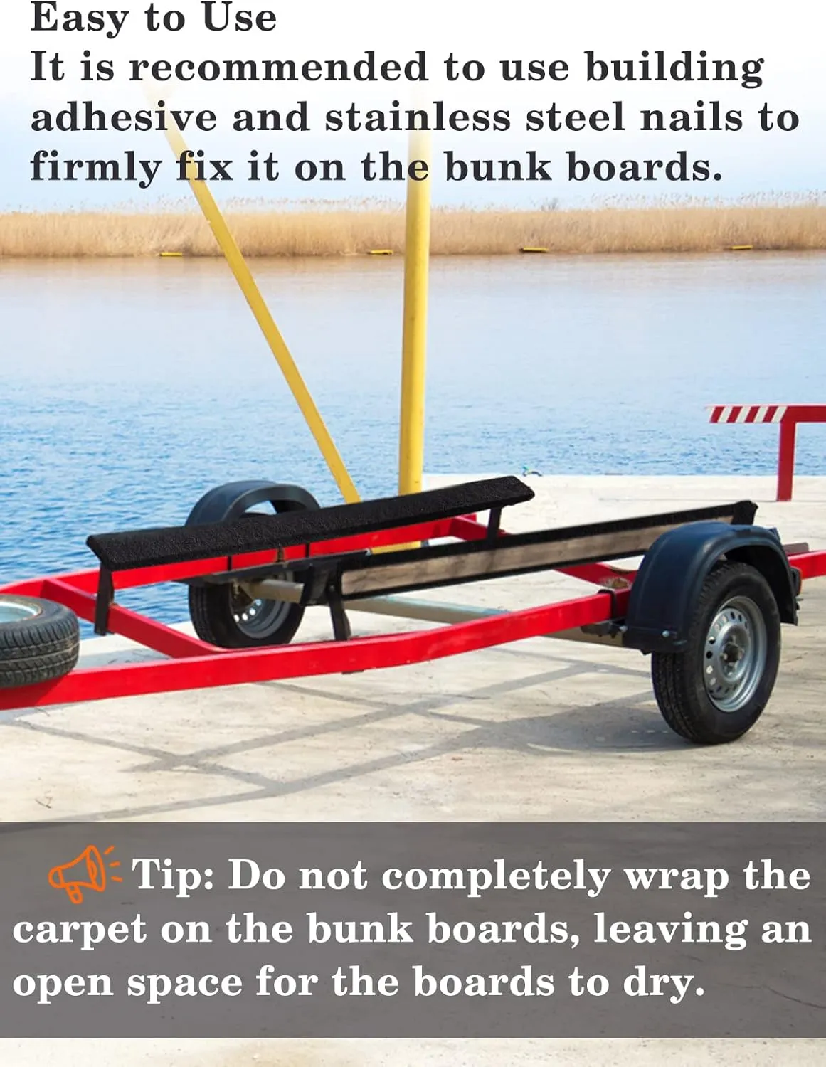 Boat Trailer Bunk Carpet - 6mm Ultra Thick 13ft*12in Wear-Resistant Marine Carpeting Covers for 2x4 Boat Lift Bunks, Shock Absorption Padding Mats Parts Accessories for Jet Ski