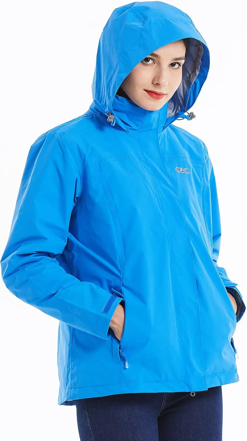 Diamond Candy Womens 3-in-1 Winter Jacket Waterproof Rain Coat with Hood Warm Fleece Ski Jackets