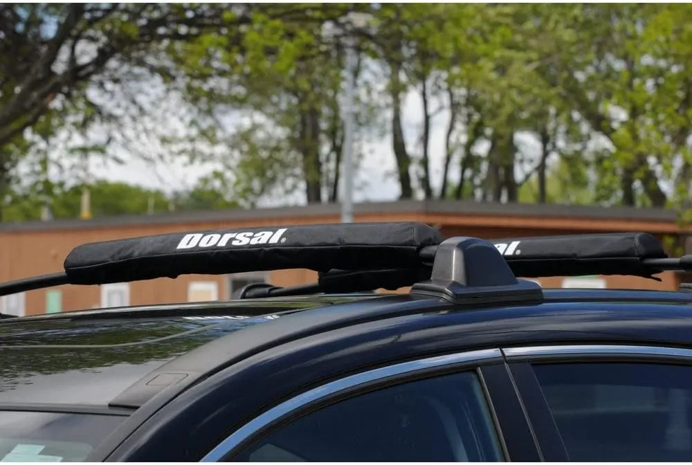 DORSAL Aero Roof Rack Pads for Factory and Wide Crossbars - Pack of 2 for Surfboards Kayaks Sups Snowboards Polyester 34" Inch Thule Yakima Style (Wide) Black