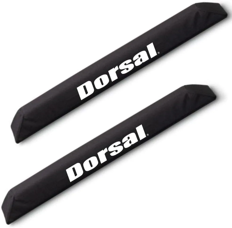 DORSAL Aero Roof Rack Pads for Factory and Wide Crossbars - Pack of 2 for Surfboards Kayaks Sups Snowboards Polyester 34" Inch Thule Yakima Style (Wide) Black