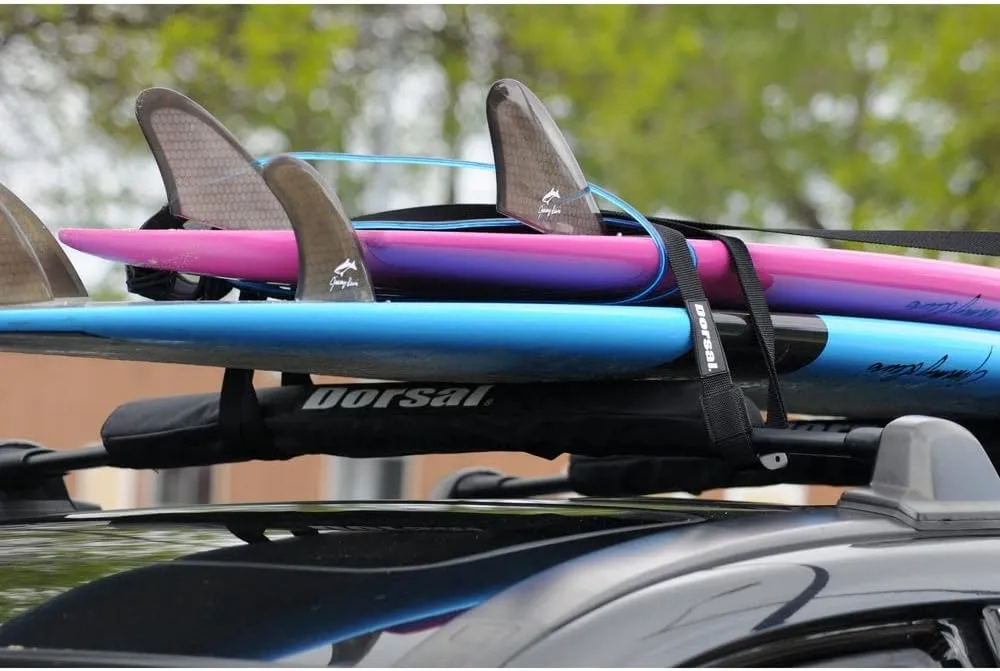 DORSAL Aero Roof Rack Pads for Factory and Wide Crossbars - Pack of 2 for Surfboards Kayaks Sups Snowboards Polyester 34" Inch Thule Yakima Style (Wide) Black