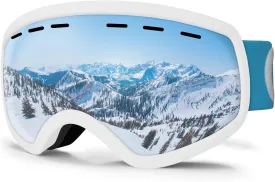Kids Ski Goggles,Kids Snowboard Goggles for Boy Girl, Ski Goggles for Youth Teens Kids 3-14,OTG Anti Fog UV Protection