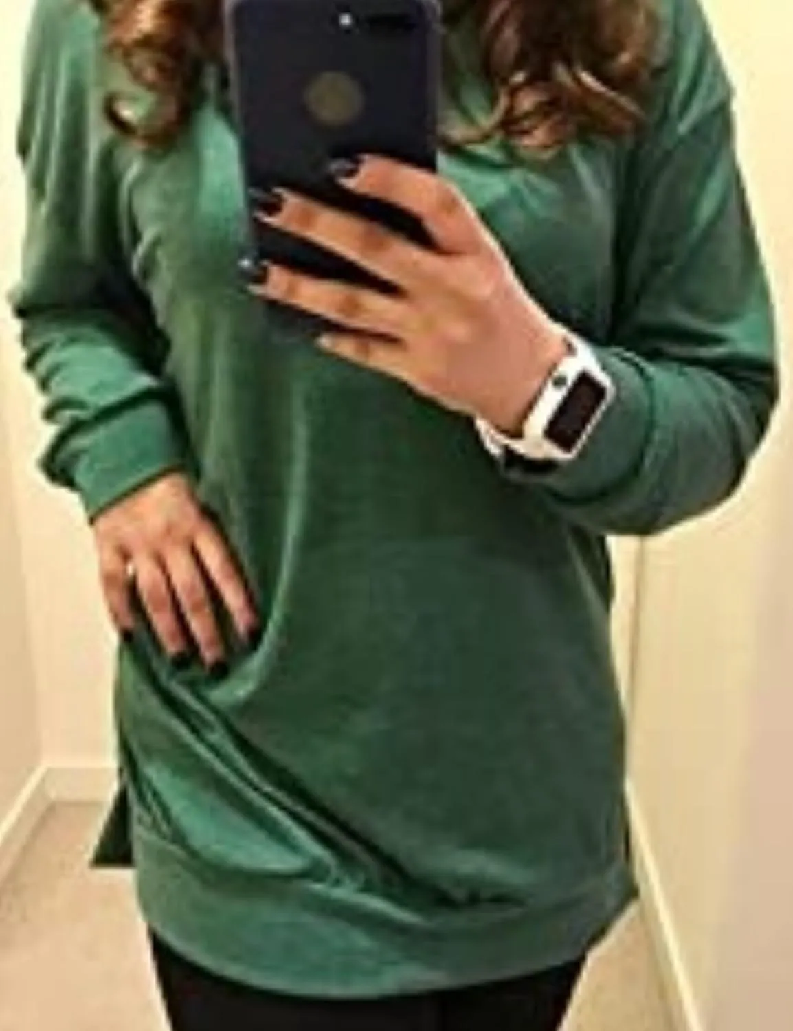 LERUCCI Womens Casual Long Sleeves Solid V-Neck Tunics Shirt Tops with Pockets