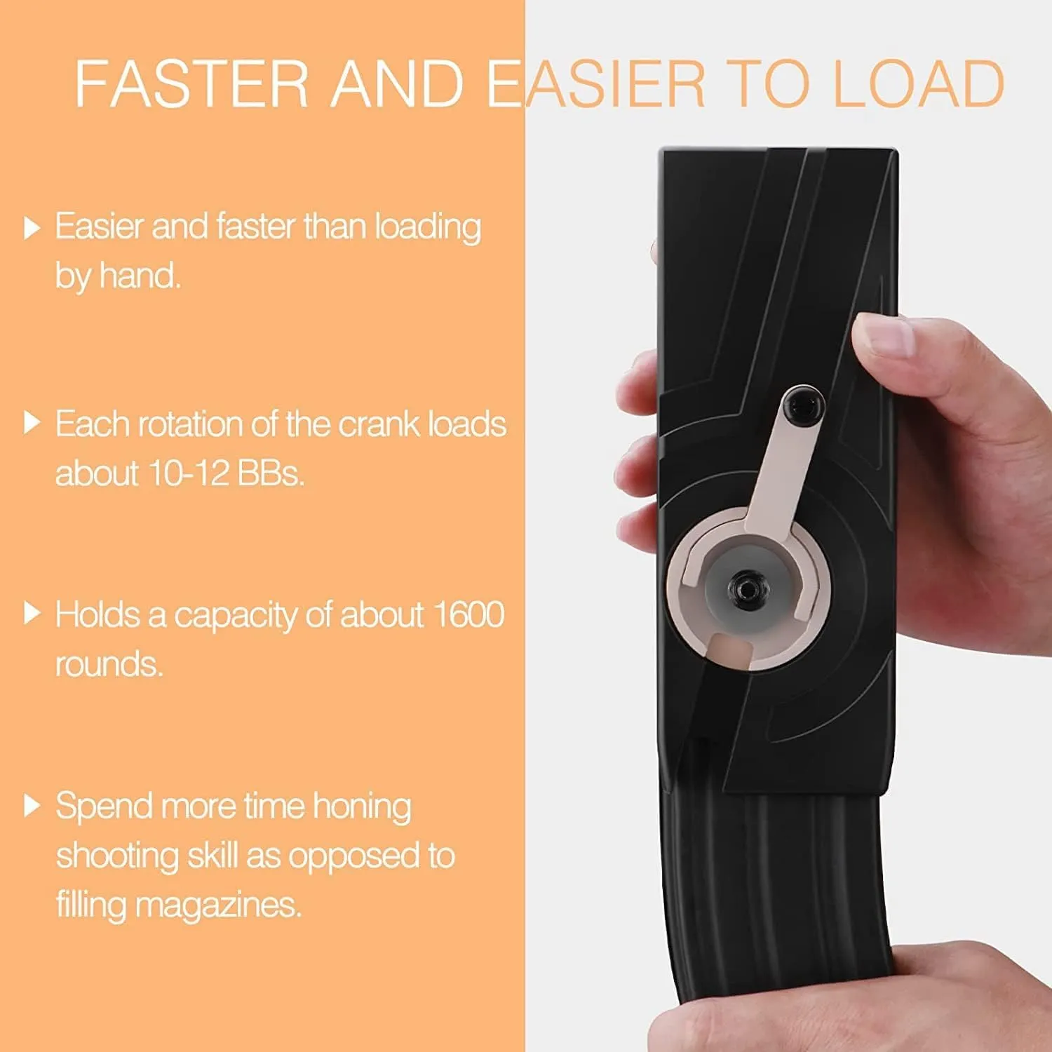 Ludex 1600 Large Capacity Airsoft Speed Loader for 6mm BBS, M4/M16 Hand Crank Airsoft Magazines Speed Loader Fast Quick BB Gun Loader