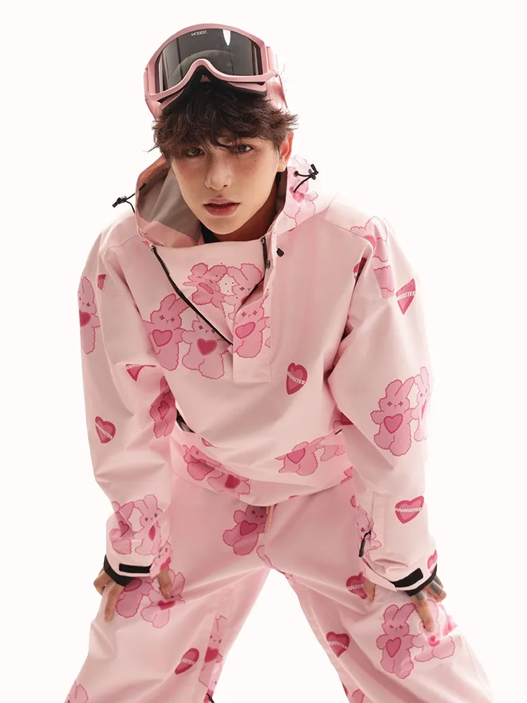 Molocoster Pink Rabbit Fleece Snow Suit - Unisex