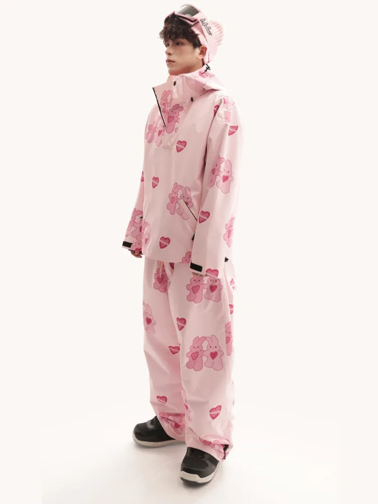 Molocoster Pink Rabbit Fleece Snow Suit - Unisex