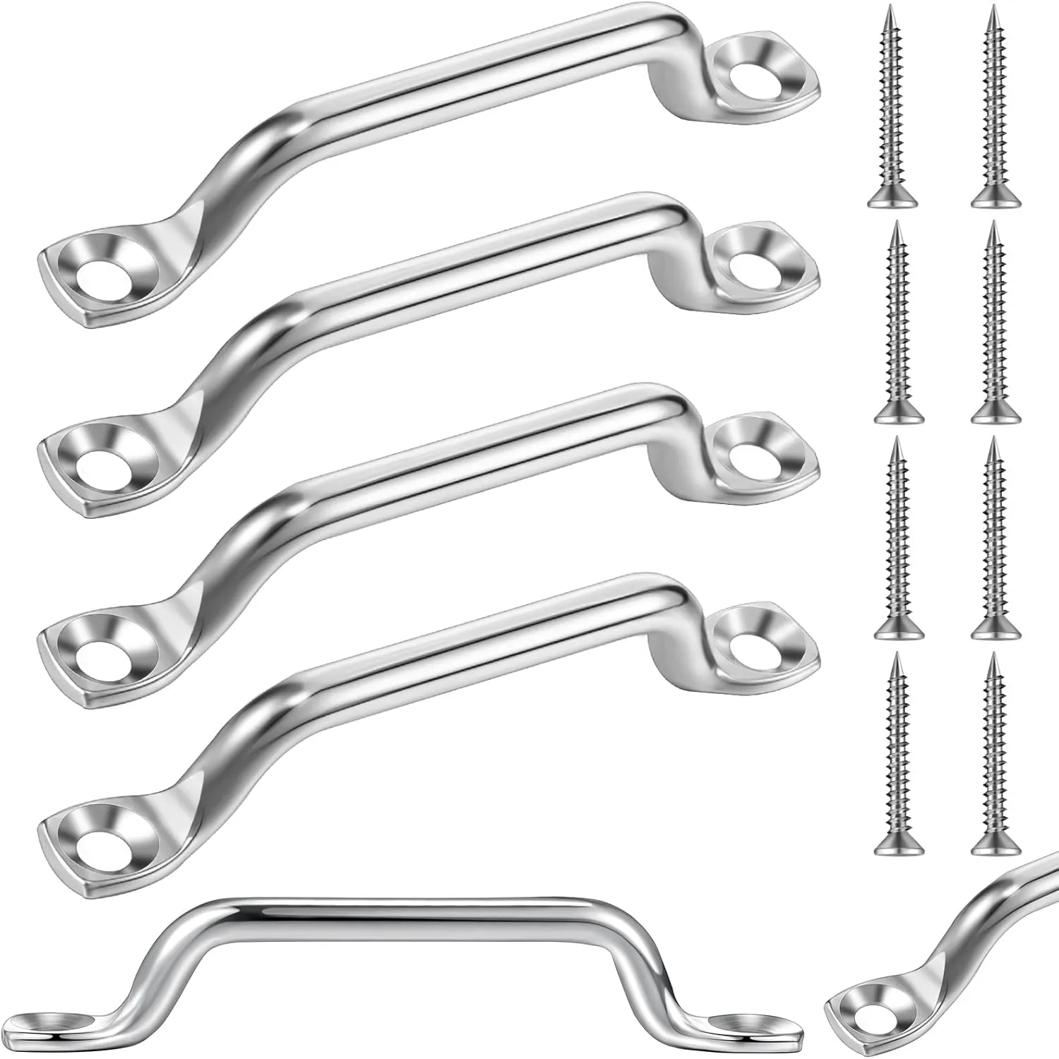 Stainless Steel Footman Loop with Flat Head Tapping Screws Bimini Top Strap Footman Loop for Kayak, Boat