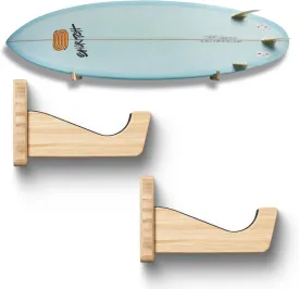 Surfboard Wall Mount, Suitable for Longboards and Shortboards,Snowboards, Beautiful Bamboo Storage Rack, Works for Indoors and Outdoors Display (Amber)