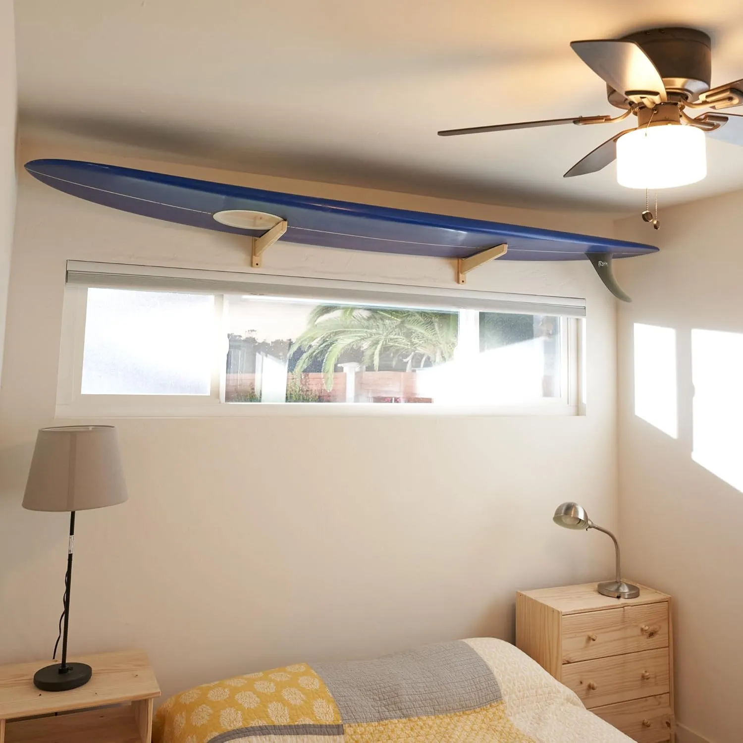 Surfboard Wall Mount - Surf Board Wall Hangers, Bamboo Surfboard Rack, The Perfect Surfboard Wall Hanger to Display Your Board, Horizontal Surfboard Mount Holder. Works for Snowboards and Wakeboards